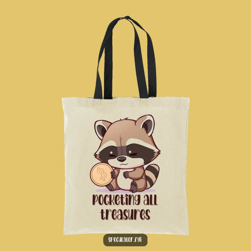 Funny Raccoon Coin Grin Tote Bag - Carry Your Treasures with Style