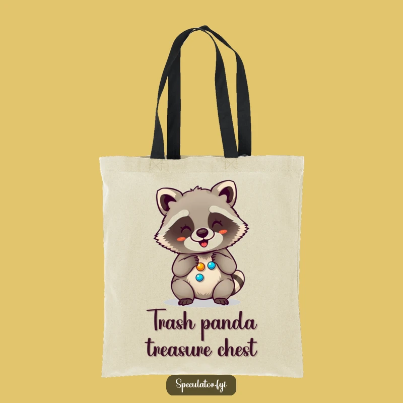 Funny Giggling Raccoon Button Stash Tote Bag - Practical & Hilarious Accessory